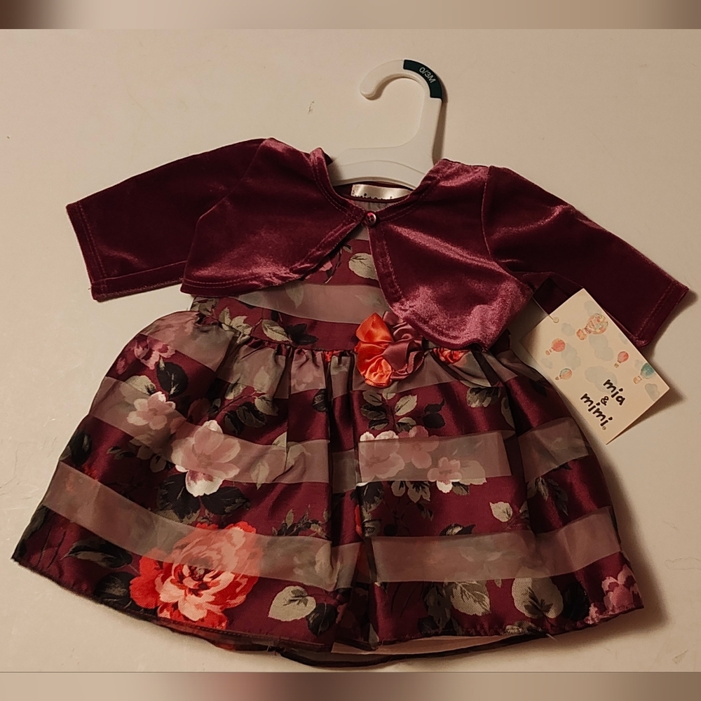 Floral Velvet Dress with Bolero & Diaper Cover NWT